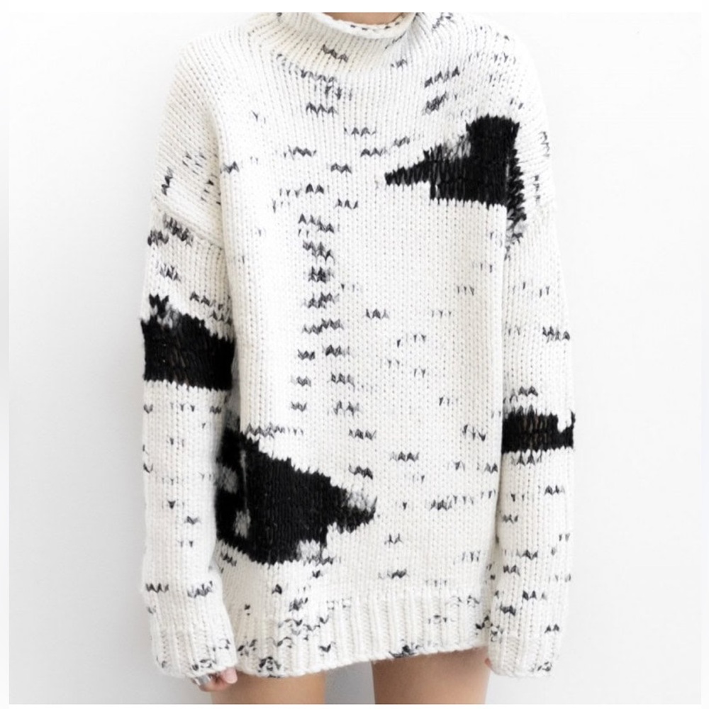 LINE the Label Chunky Abstract Knit Turtleneck Sweater
